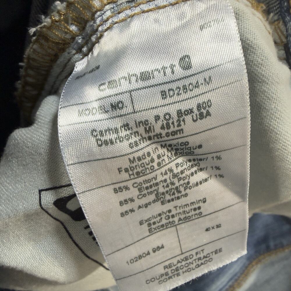 NWOT Carhartt Rugged Flex Relaxed Fit Medium Wash Stretch Denim Jeans Mens 40x32 - Picture 8 of 10